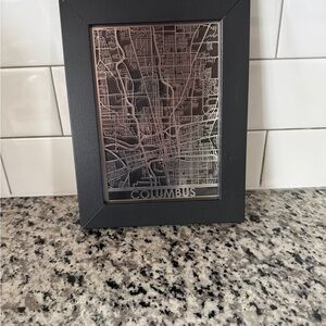 Black Framed Columbus Map Art